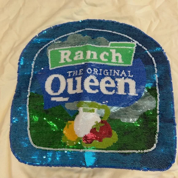 New Queen of Sparkles Queen of Ranch Cream Sequin Sweatshirt - Picture 4 of 7